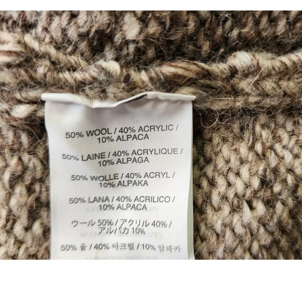 J. Crew Wool Alpaca Shawl Collar Marled Gray Brown Knit Sweater Men Size Medium